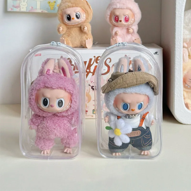 For V1 V2 Labubu Protective Cover Cotton Doll Sitting Bag Transparent doll 17cm Dustproof Hanging Plush Doll - Image 6