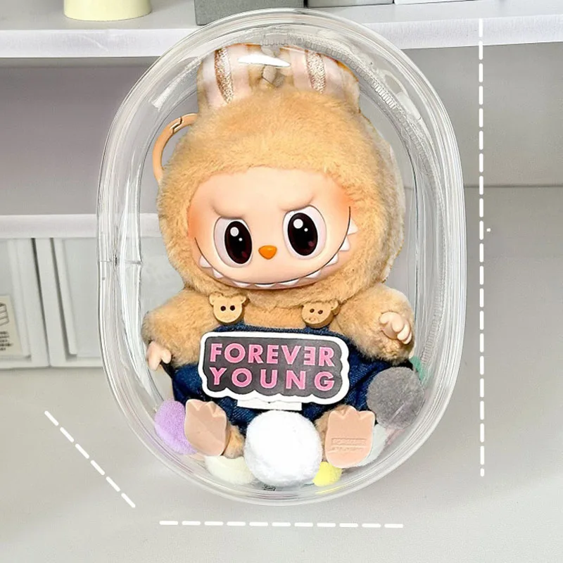 For V1 V2 Labubu Protective Cover Cotton Doll Sitting Bag Transparent doll 17cm Dustproof Hanging Plush Doll - Image 2